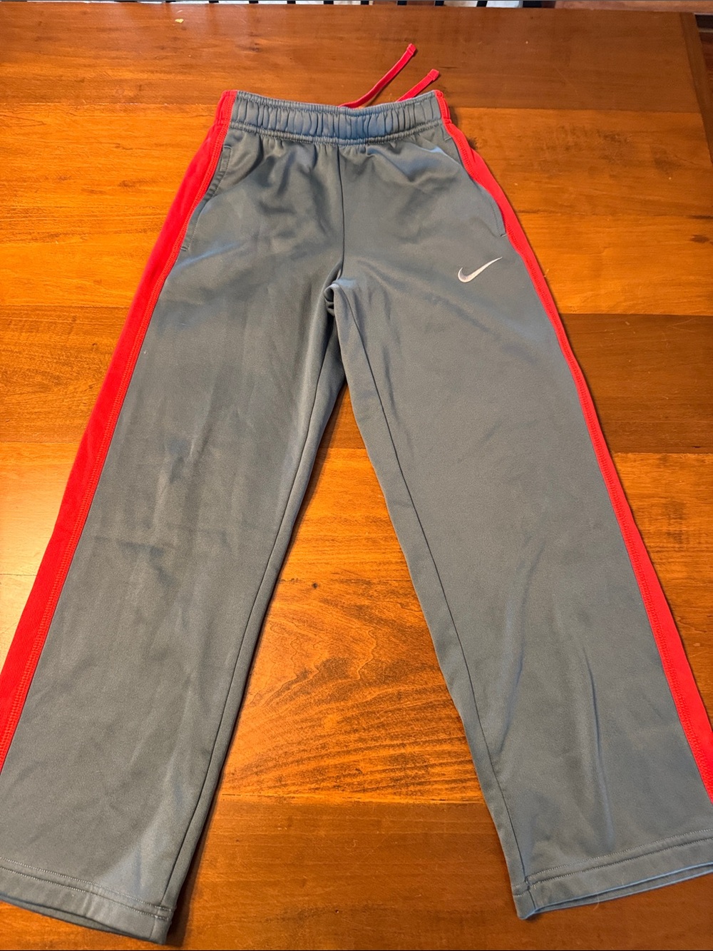 Nike Kids Gray Sweatpants with Red Side Panels